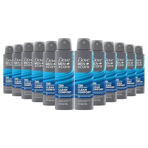 Dove Men+Care - Desodorante antitranspirante Clean Comfort, paquete de 12, spray seco para hombres, protección contra el sudor y el olor de 72 horas