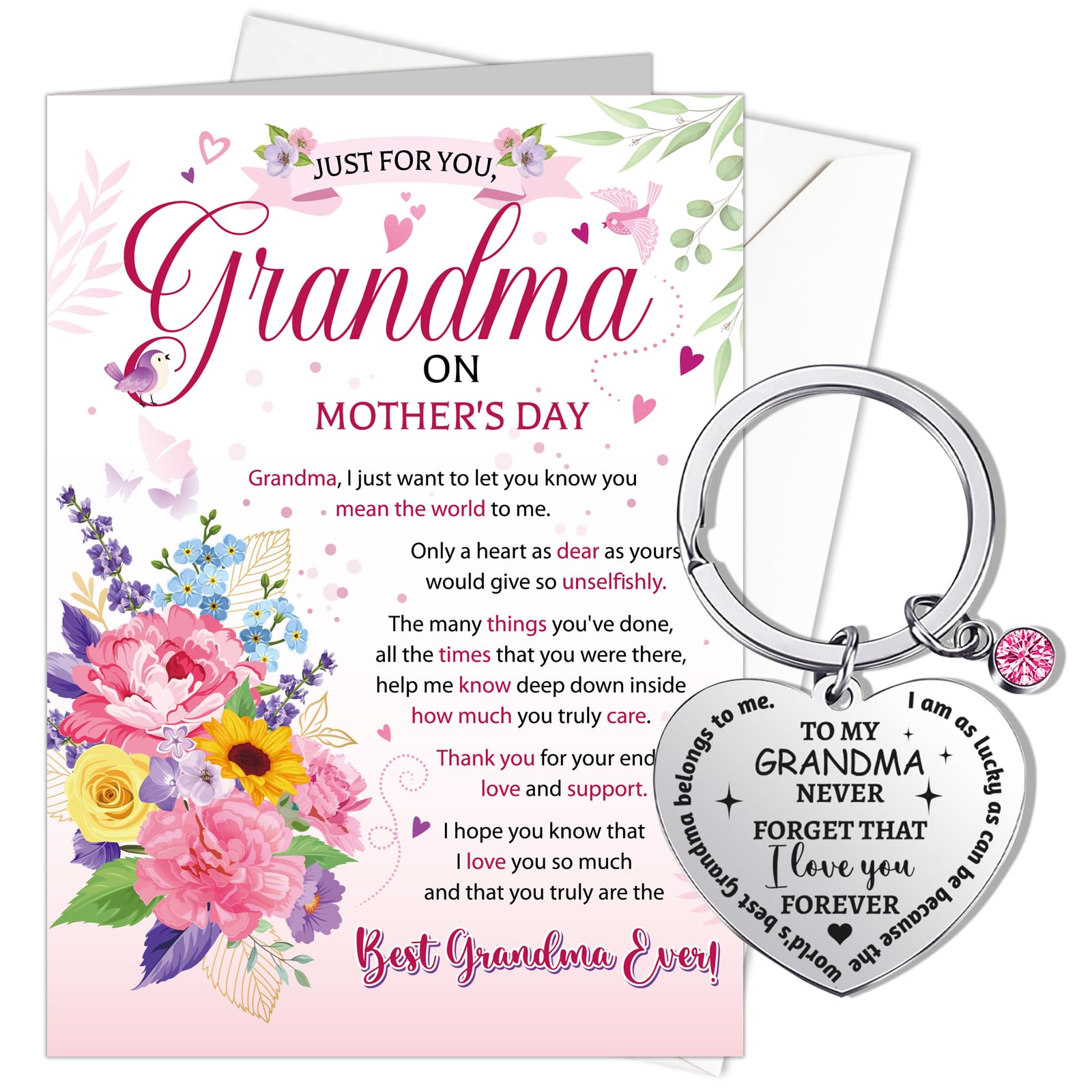 HOWAF Mothers Day Card for Grandma Happy Mother's Day Card Grandma Mothers Day Card for Nan Mothers Day Cards for Grandma Granny Nan Grandma Keyring