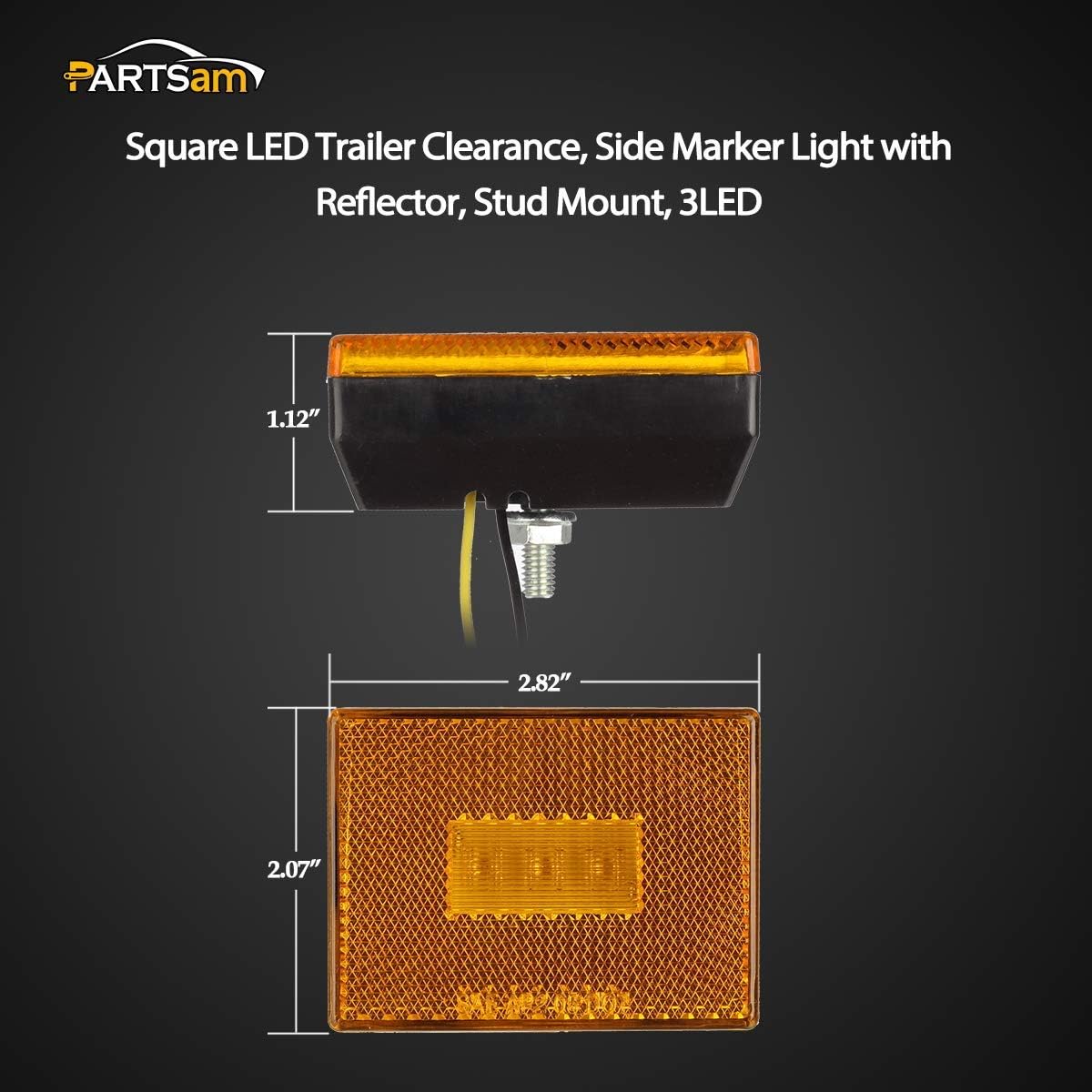 Partsam 12V LED Submersible Left and Right Trailer Lights Stop Tail Turn Signal Lights + Square Led Side Marker Clearance Lights w/Reflex Lens for Under 80 Inch Boat Trailer Truck RV Marine