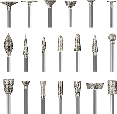 Miniatura 8 de Juego de tallado de piedra de diamante para fresas compatibles con Dremel, 11 piezas de herramientas rotativas, accesorios de cono largo pequeño con