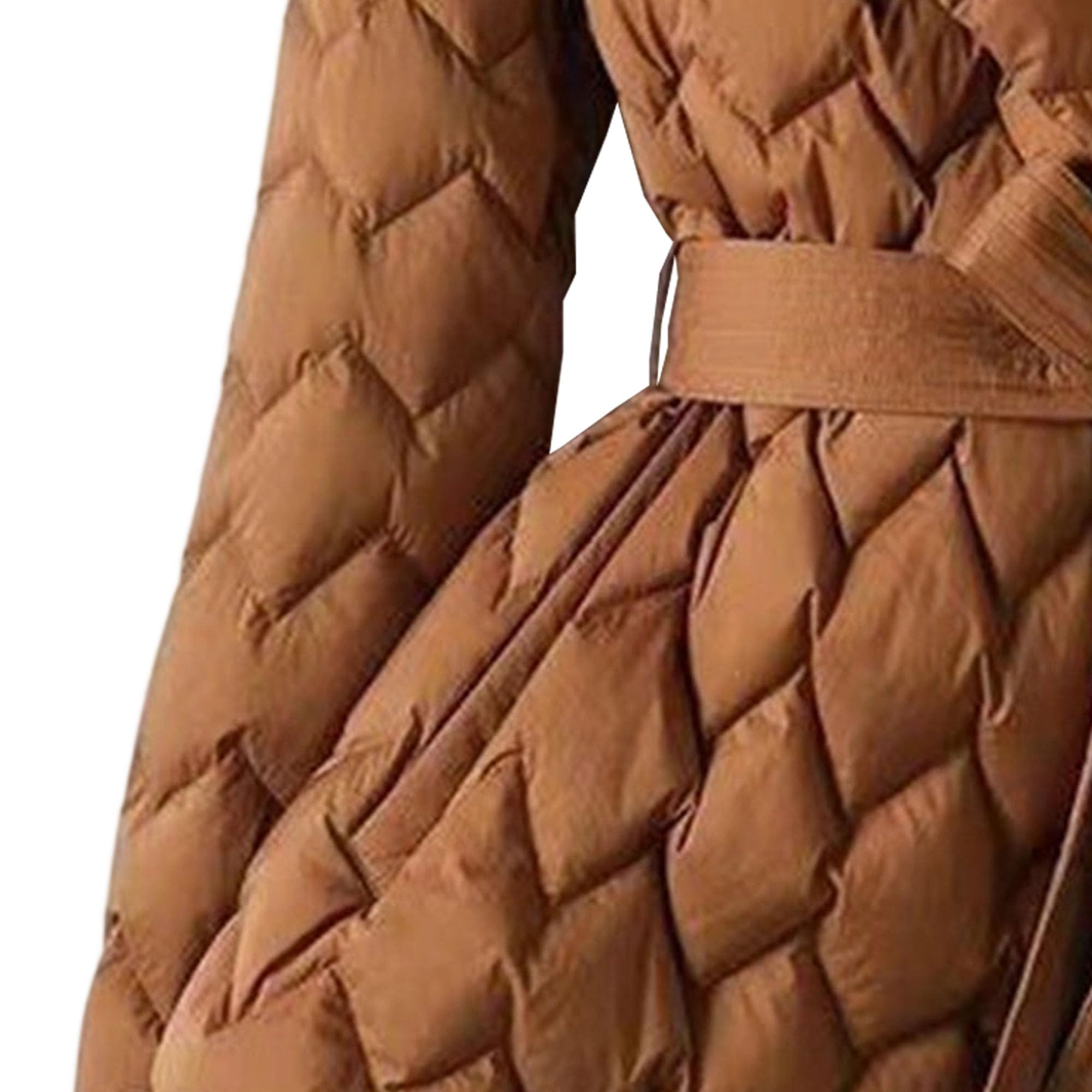 Piumino da donna trapuntato leggero con risvolto in vita elegante giacca imbottita in cotone classico invernale solido cappotto con cintura