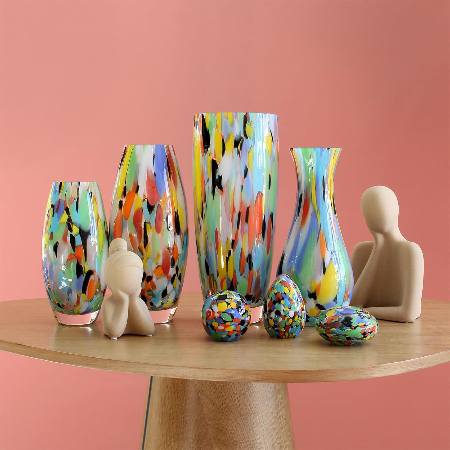 Ca D Oro Colored Glass Vase Confetti Effect Hand Blown Murano-Style Art Glass for Flower, Room Decoration and Centerpiece - Model Oliva G - Image 6