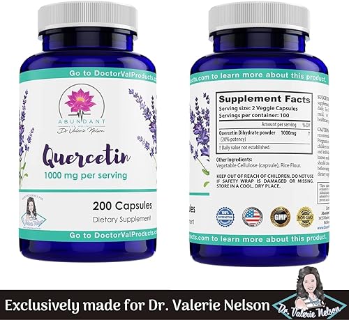 Miniatura 2 de Dr. Valerie Nelson Quercetina 500 mg  200 cápsulas  Mejor valor absoluto en Tienda  2 cápsulas son de 1,000 mg  Formulado