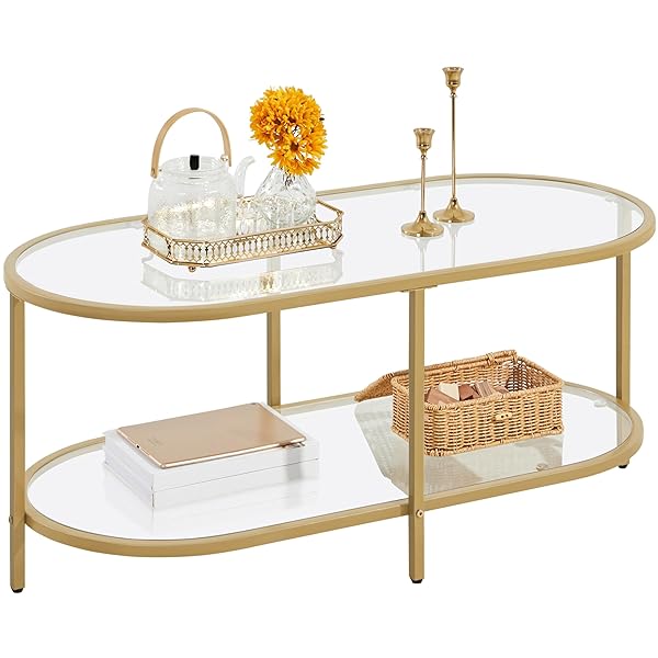 Sleek Glass Coffee Table Ideas That Open Up Your Living Room 25 Oval Two-Tier Glass Center Table