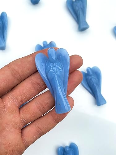 Miniatura 6 de A-One Angelita azul tallada a mano con piedras preciosas curativas de cristal de la guarda, piedra de bolsillo de Reiki para meditación, decoración