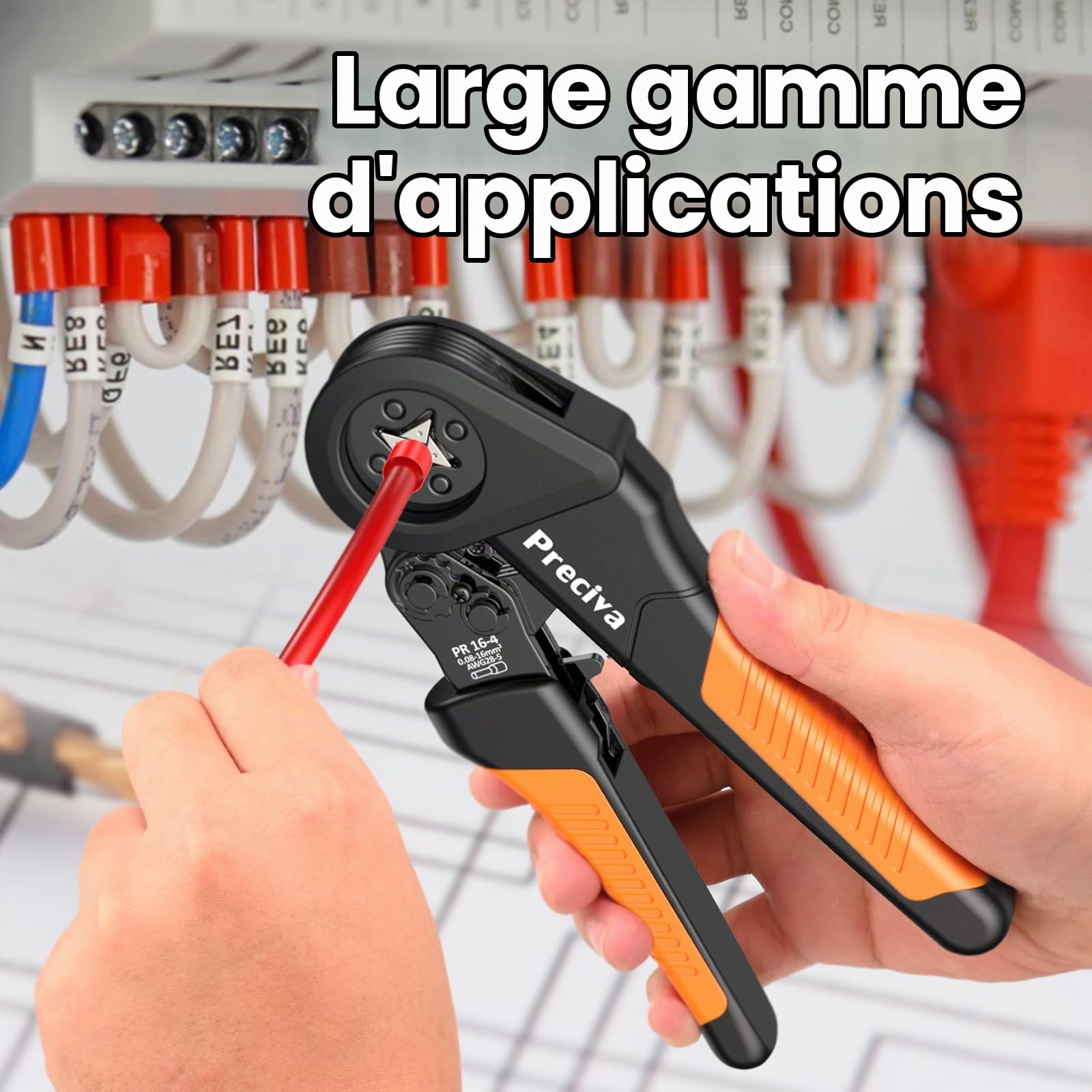 Preciva Pince à sertir 0,08-16 mm² Pince à sertir avec 350 embouts doubles et 950 embouts de câble monoligne pour bricoleurs et besoins industriels 16 mm²