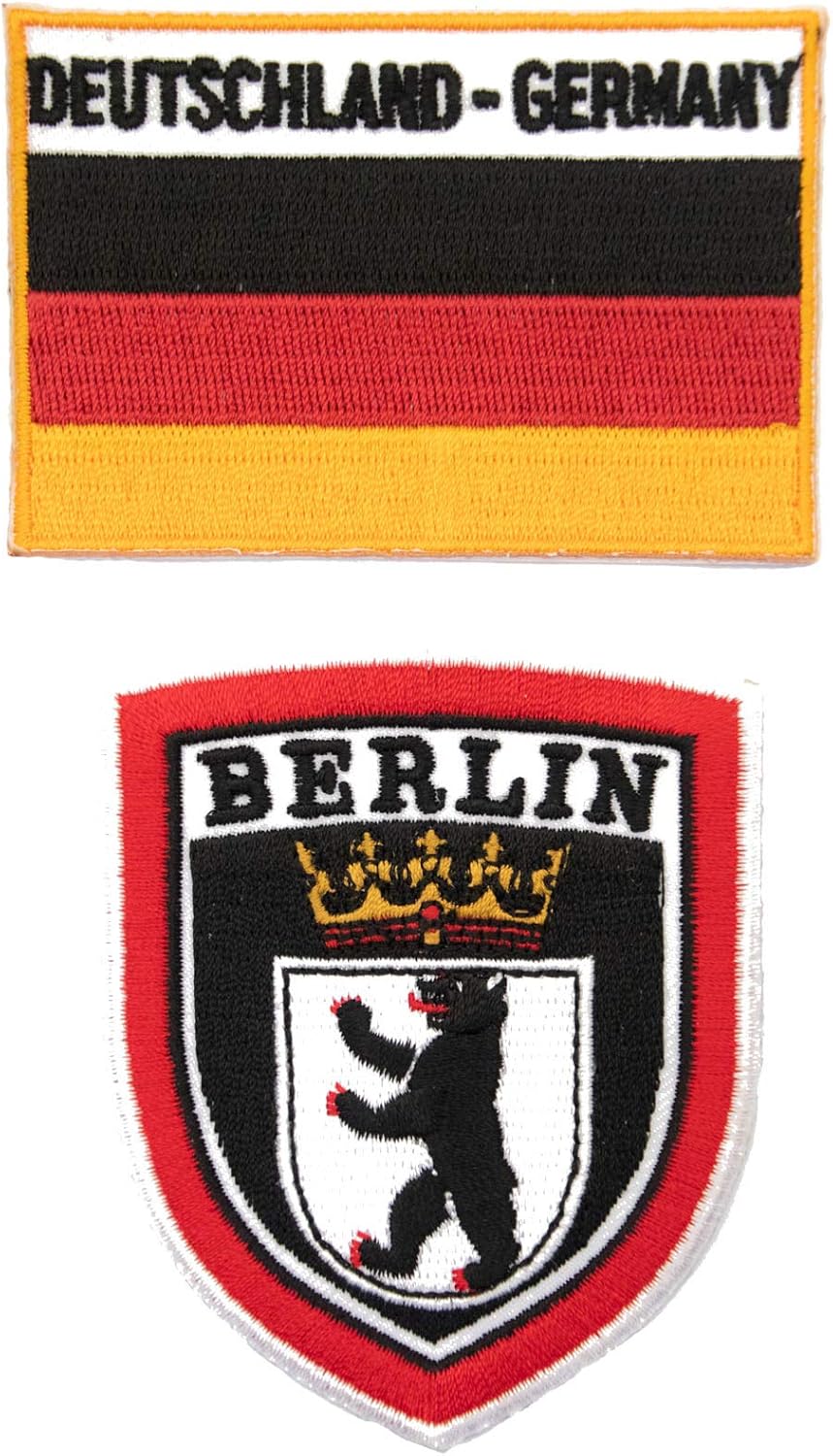 A-ONE - Berlin Shield Patch + Germany Flag Patch, Paste on Personal Style Long Lasting Decorations by Stickers of Patches No.114C