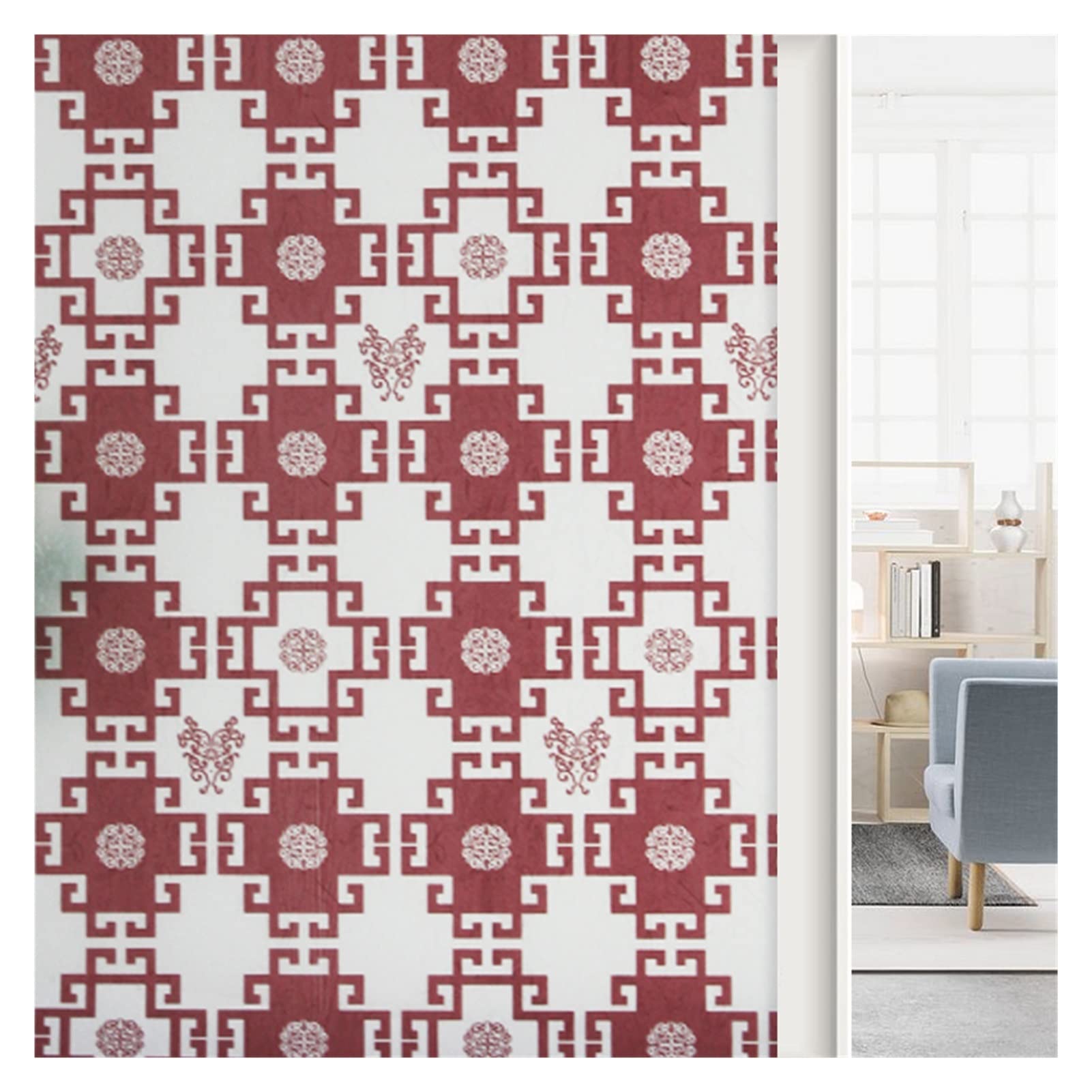 Privacy Film For Glass Windows,Stained Decorative Static Self Adhesive Sticker(Auburn,90x200cm)