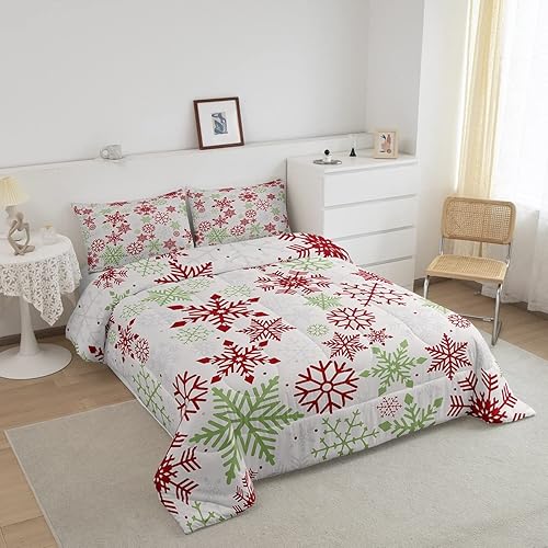 Miniatura 2 de Erosebridal Juego de edredón de Navidad de tamaño matrimonial, relleno de edredón mágico de copo de nieve para adultos, niños, mujeres, niñas,