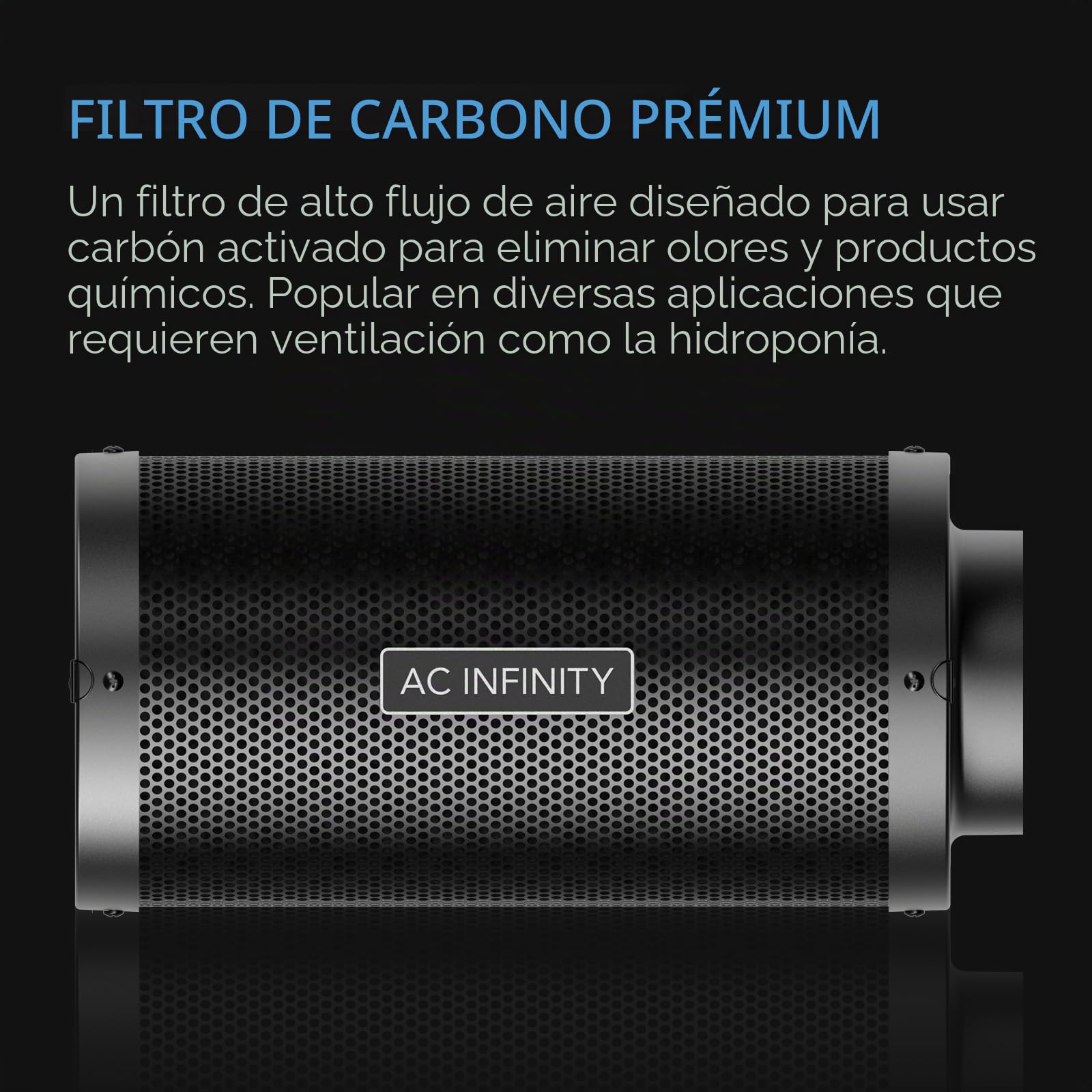 AC Infinity Filtro, 250mm de carbono de aire de, con carbón virgen australiano premium, para ventilador de conducto en línea, control de olores, hidropónico, salas de cultivo | Para ventilador de conductos en línea, control de olores, hidroponía, salas de