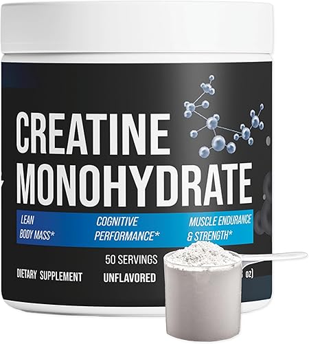 Monohidrato de creatina, polvo de creatina pura y sin sabor, vegano, sin gluten, sin aditivos, sin OMG, fórmula de fácil mezcla para soporte de