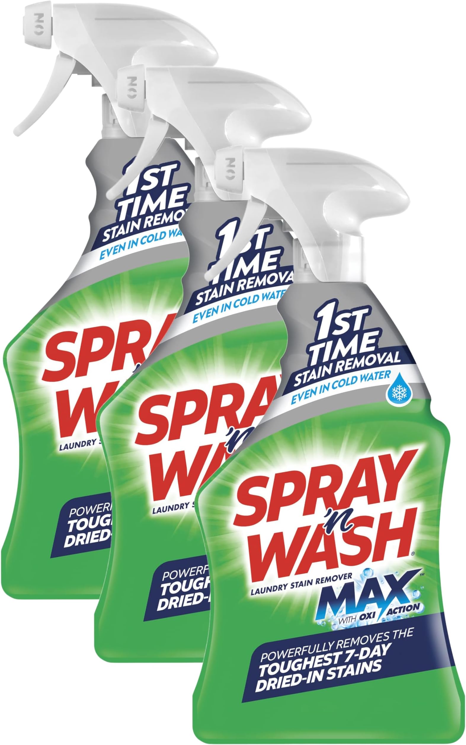 Spray N’ Wash Max Stain Remover Spray, Laundry Pre-Treat for Tough Stains, 16oz (3-count)