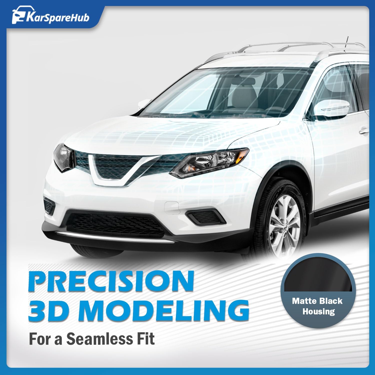 Halogen Headlights Assembly with LED DRL Strip for 2014 2015 2016 Rogue Headlamp Replacement Driver & Passenger Side (NO PROJECTOR)