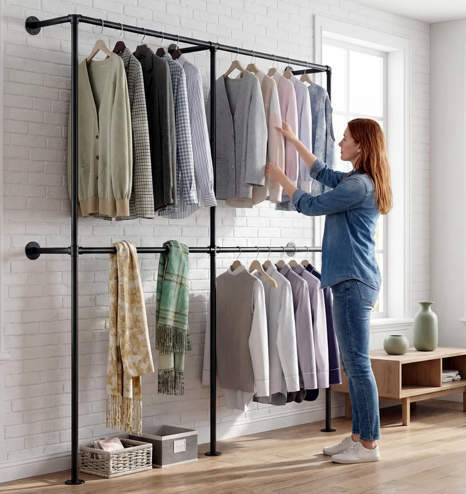 Amazon.com: IronJiaZu Industrial Pipe Clothing Rack Wall Mounted