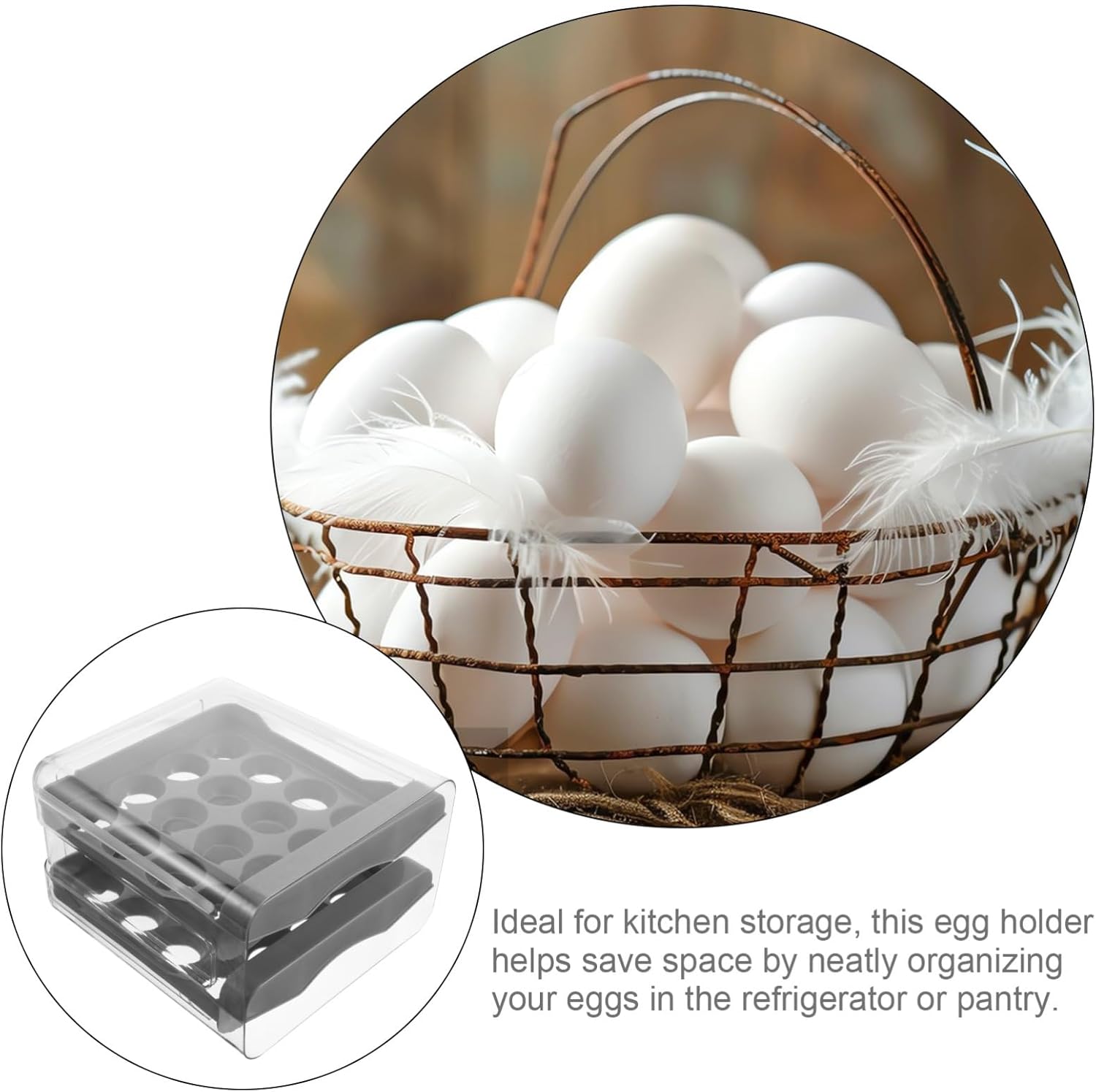 Transparent Double Layer Storage Box with Lid Refrigerator Holder Kitchen Drawer Organizer Tray for Fridge and Protective Design