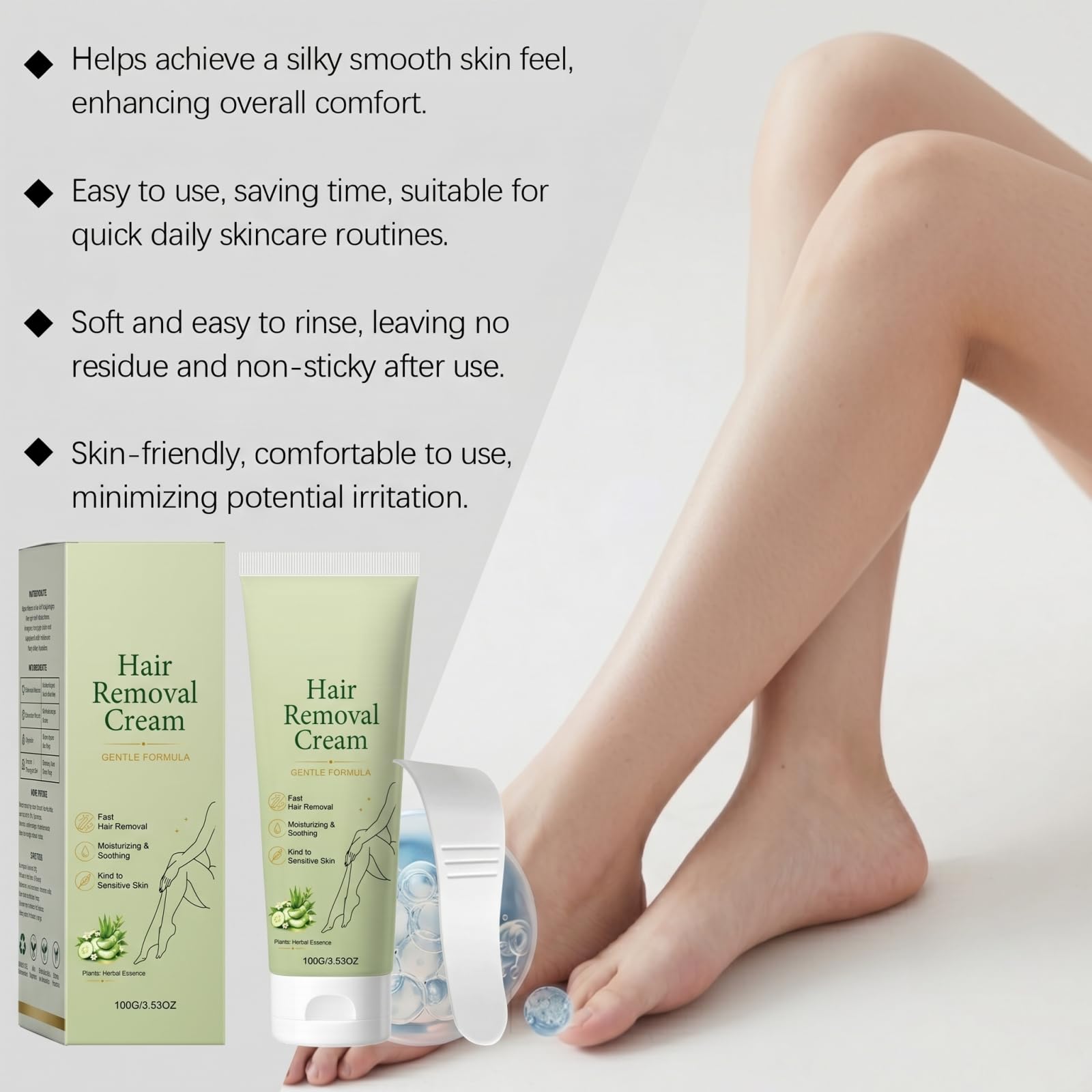 Crema depilatoria delicata con aloe vera, per una depilazione del viso impeccabile nelle donne. Indolore e veloce, adatto per gambe, ascelle, maglia, labbro superiore (6 pezzi)