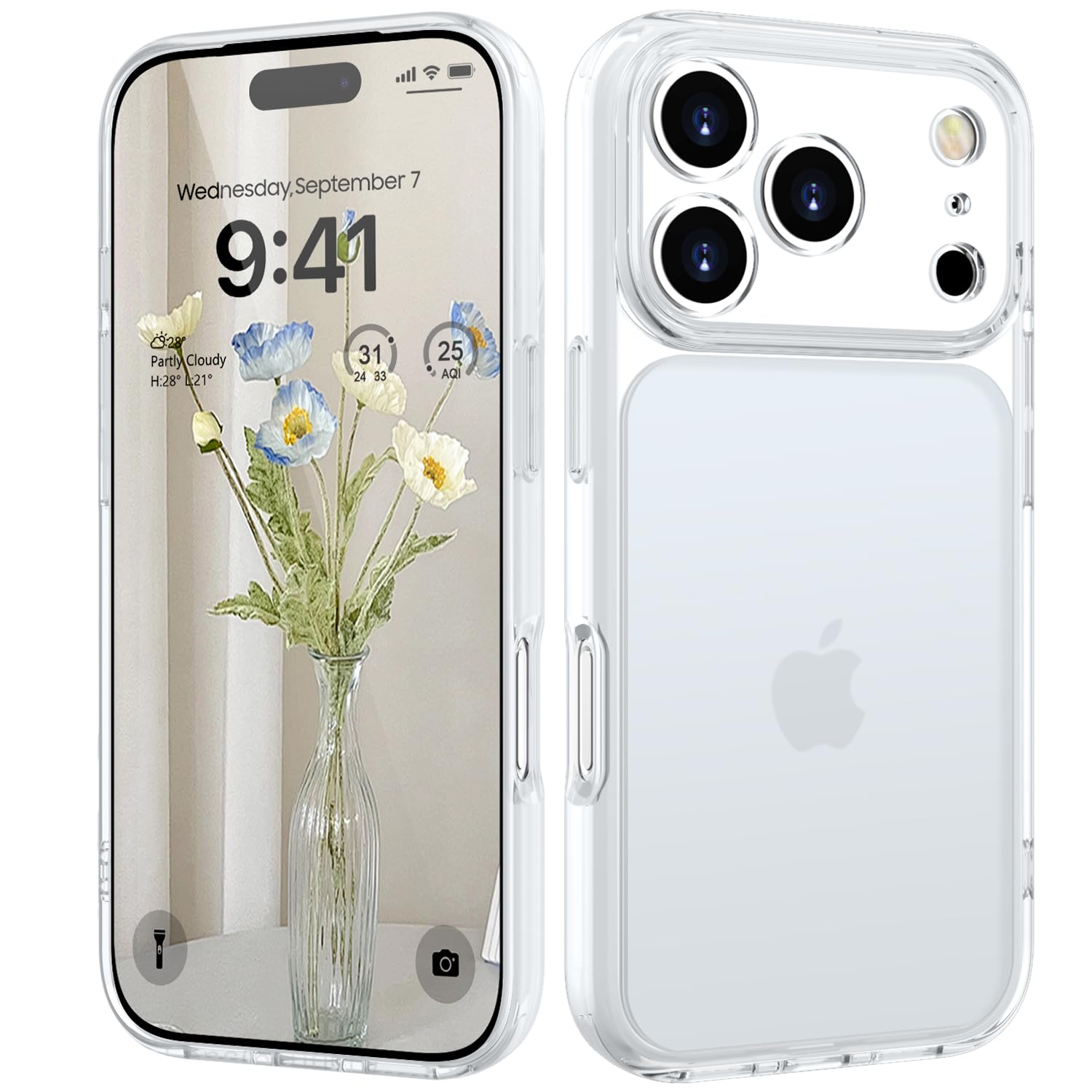 HGH für iPhone 17 Pro Hülle, Vollständiger Kameraschutz Stoßfest Kratzfest Anti-Fingerabdruck Transluzente Rückseite Matt Handyhülle für iPhone 17 Pro Case 6,3 Zoll, Matte Weiß