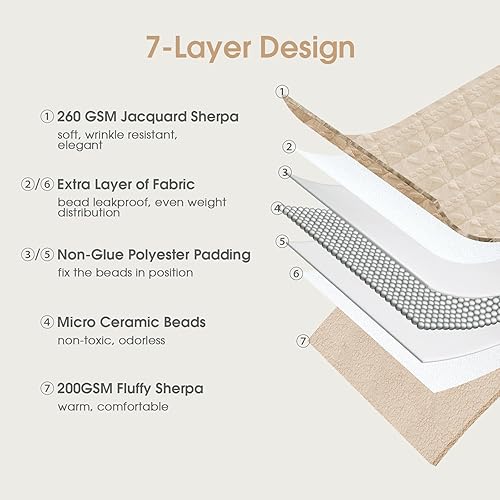 Miniatura 5 de Manta con peso tamaño Queen de 15 libras, elegante manta con peso de jacquard suave y suave para dormir, natural y relajante, manta mullida y