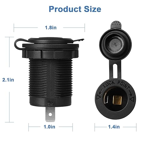 Miniatura 3 de Enchufe para encendedor de cigarrillos, impermeable, 12 V24 V, para automóvil, motocicleta, ATV, RV, CC, 12 V, enchufe impermeable, encendedor de
