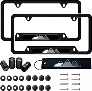 2 Pack Tri-Color Mountain Aluminum Car License Plate Frames(Gray Mountain)