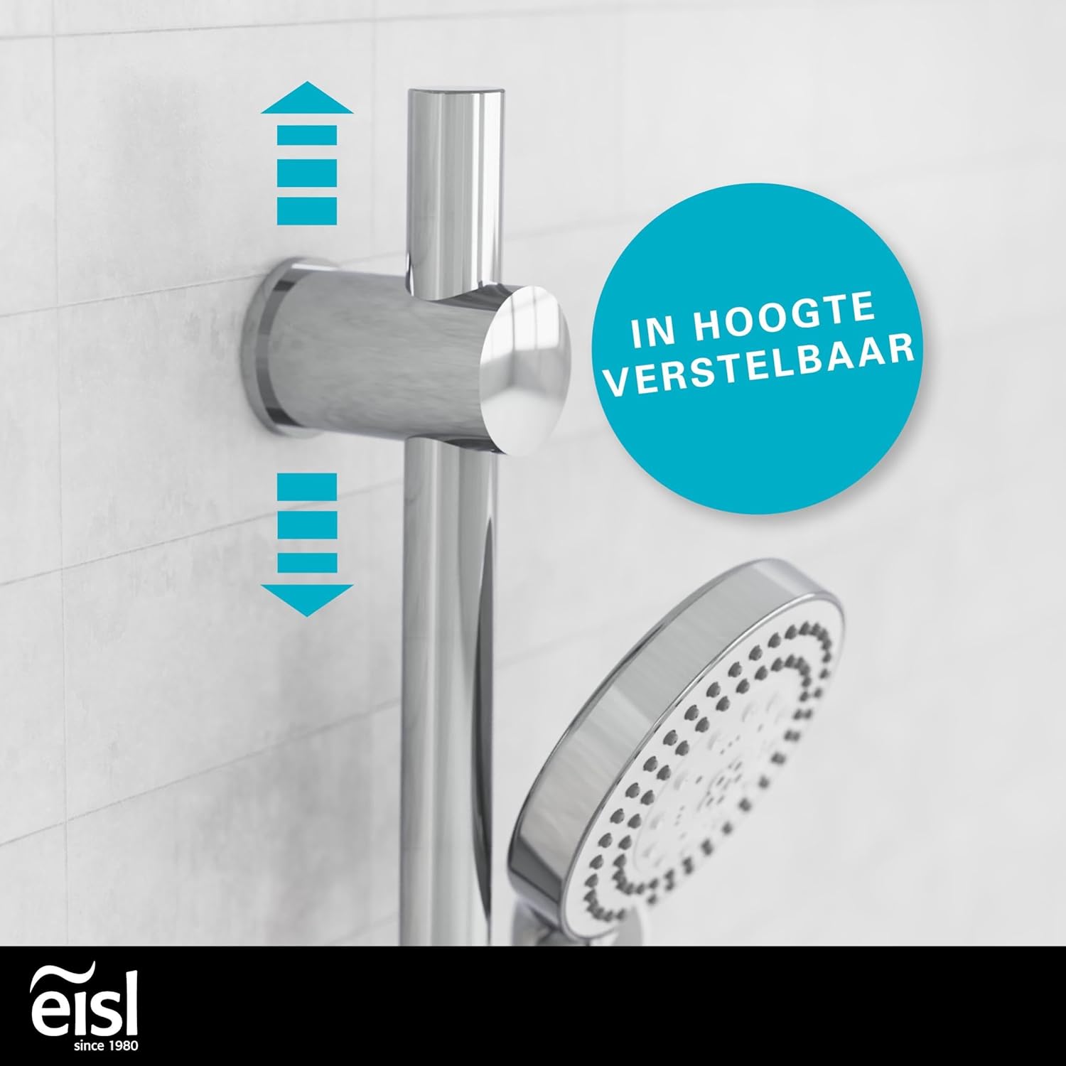 Fonksyon ajisteman wotè nan sipò tèt douch EISL DX5082CSB la