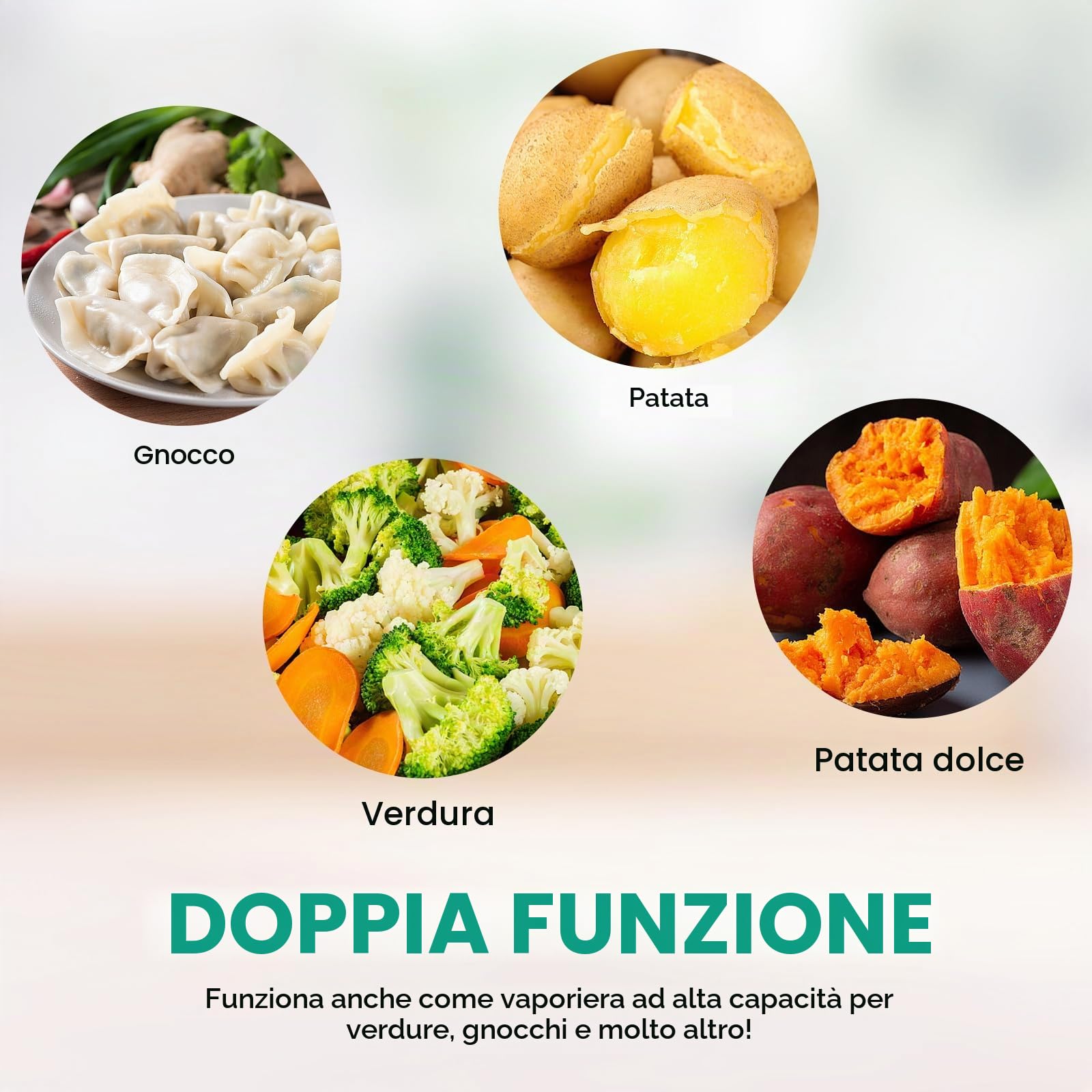 Vaporiera elettrica a 2 piani per cucinare, vaporiera multi-verdure con cestelli impilabili senza BPA, cuoci-uova rapido con spegnimento automatico, ideale per verdure, frutti di mare