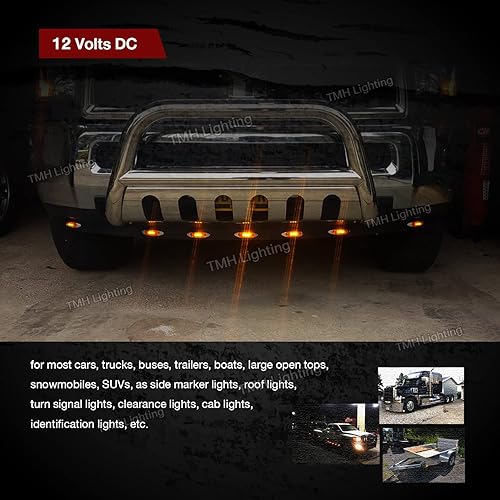 Miniatura 6 de TMH 10 piezas mini marcador LED modelo QR luz ámbar con marco cromado marcadores LED universales para trailers de camiones botes ATV luces marinas