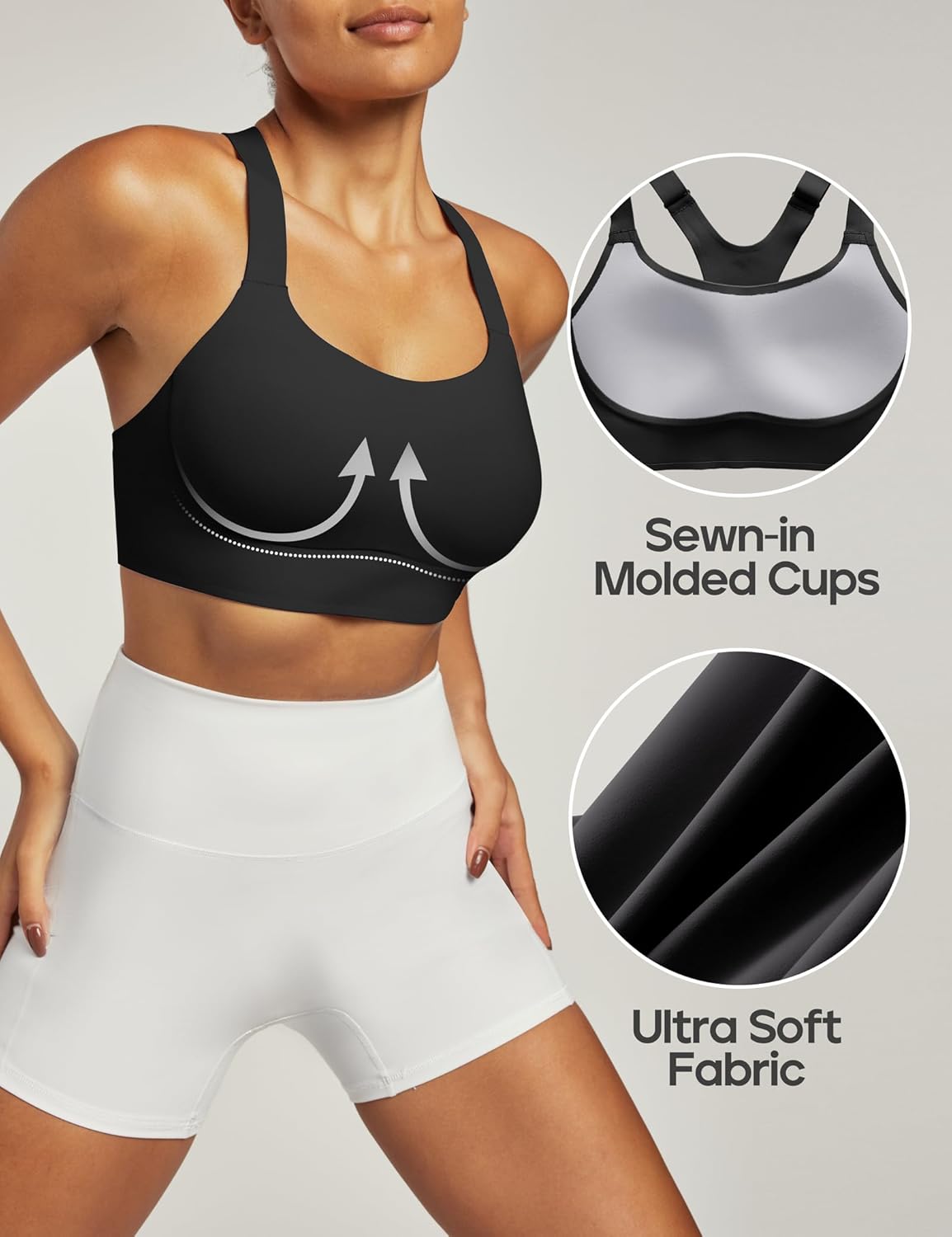 Heathyoga Medium-High Support Sports Bras for Women Molded Cup Adjustable Strappy Sports Bra Supportive Bras for Yoga - Image 3