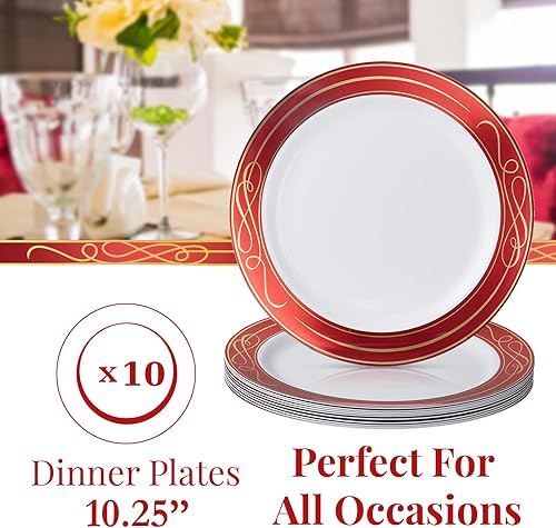 Miniatura 10 de Elegantes platos de plástico para fiesta, 20 platos laterales de 7.5 pulgadas, juego de platos desechables resistentes, platos de plástico de