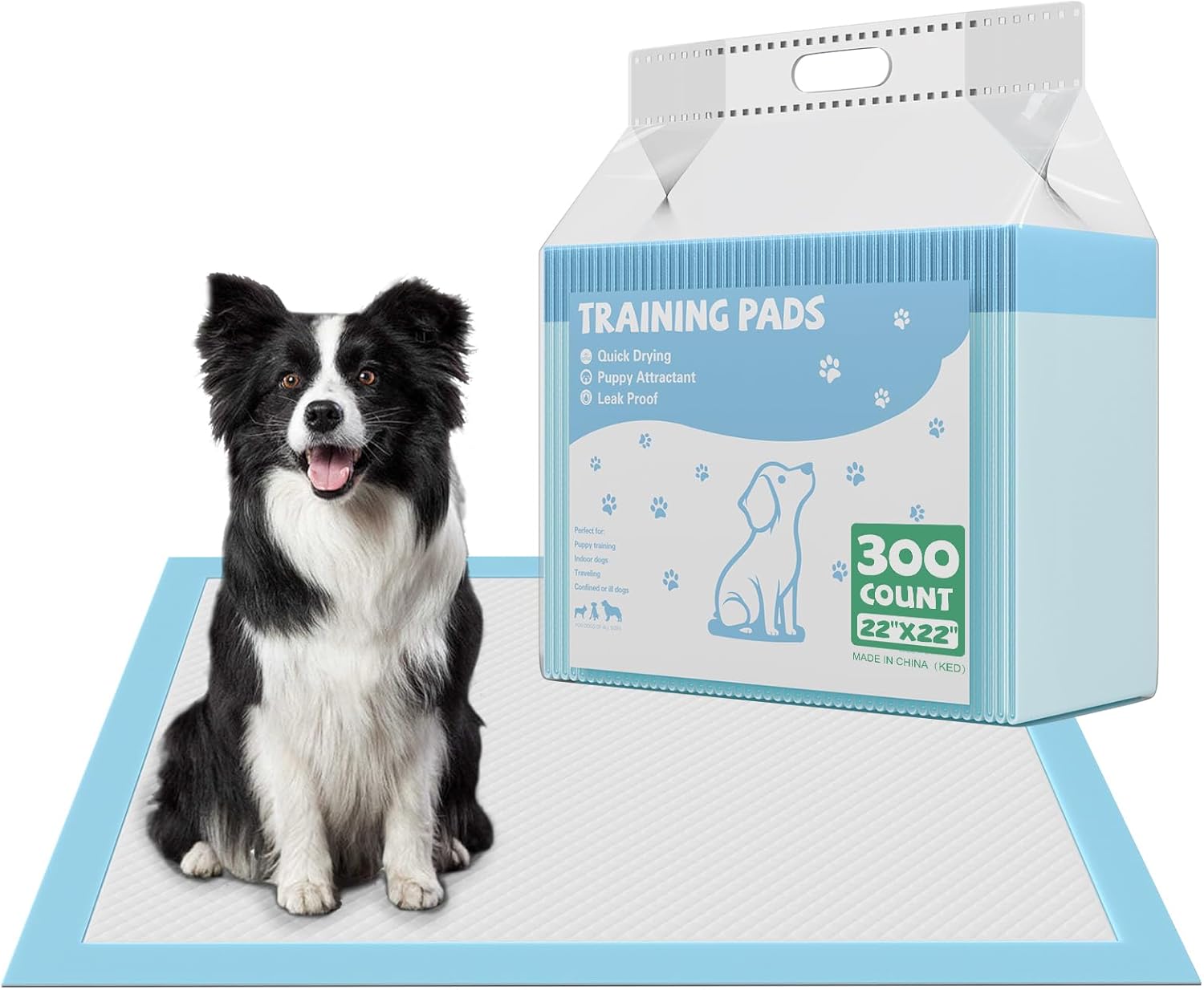 DUMOS 300 Count Puppy Pads for Dogs, 22" x 22" Potty Puppy Training Pad, Dog Cat Pee Pads, Super Absorbency Disposable Pet Leakproof Quick Drying Pad