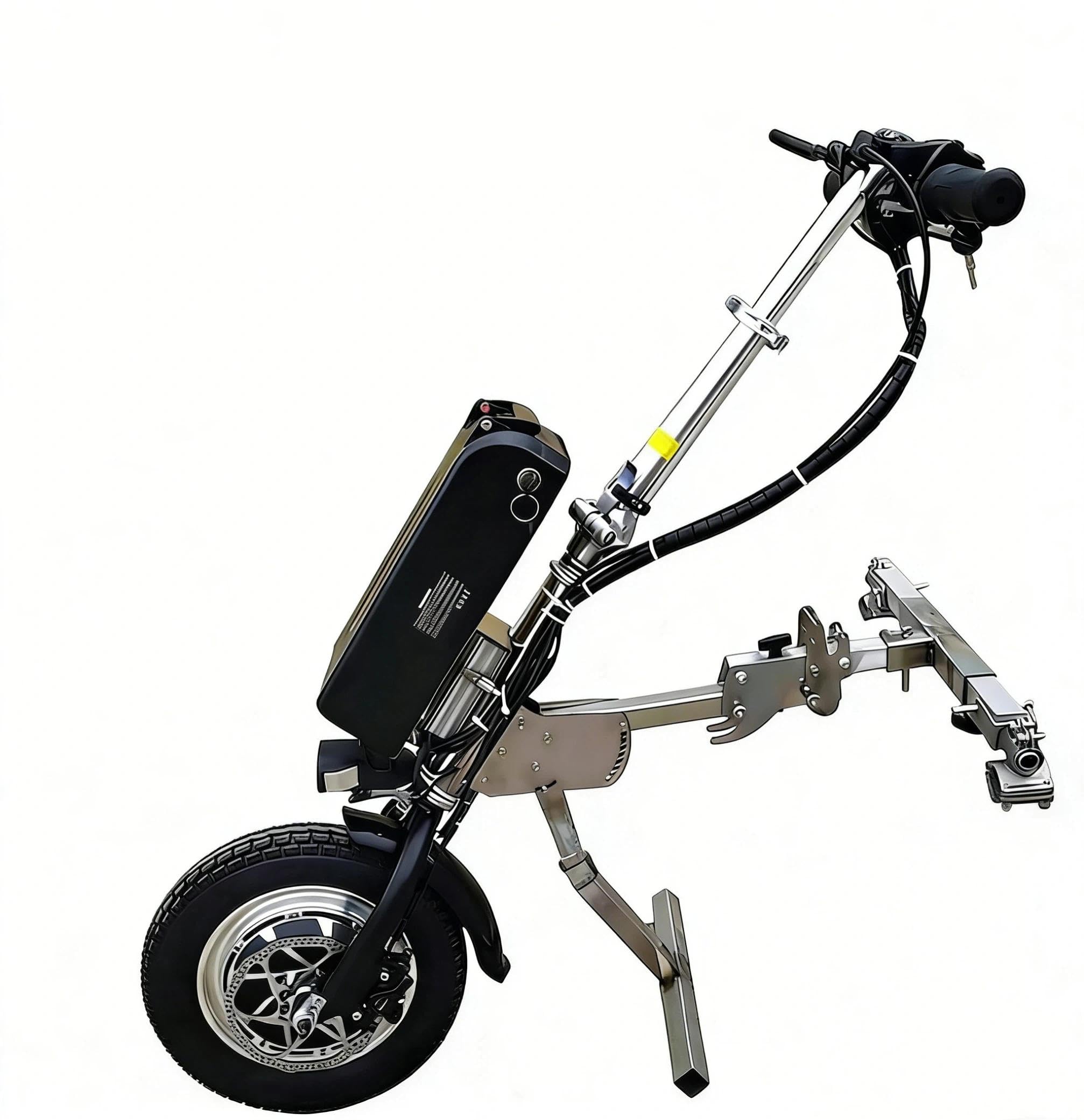 500W Kit de Motorización para Silla de Ruedas, Handbike Eléctrica con Batería de Litio 17Ah (70km), Dispositivo de Tracción Profesional en Acero Inoxidable para Chasis Plegable o Fijo(A)