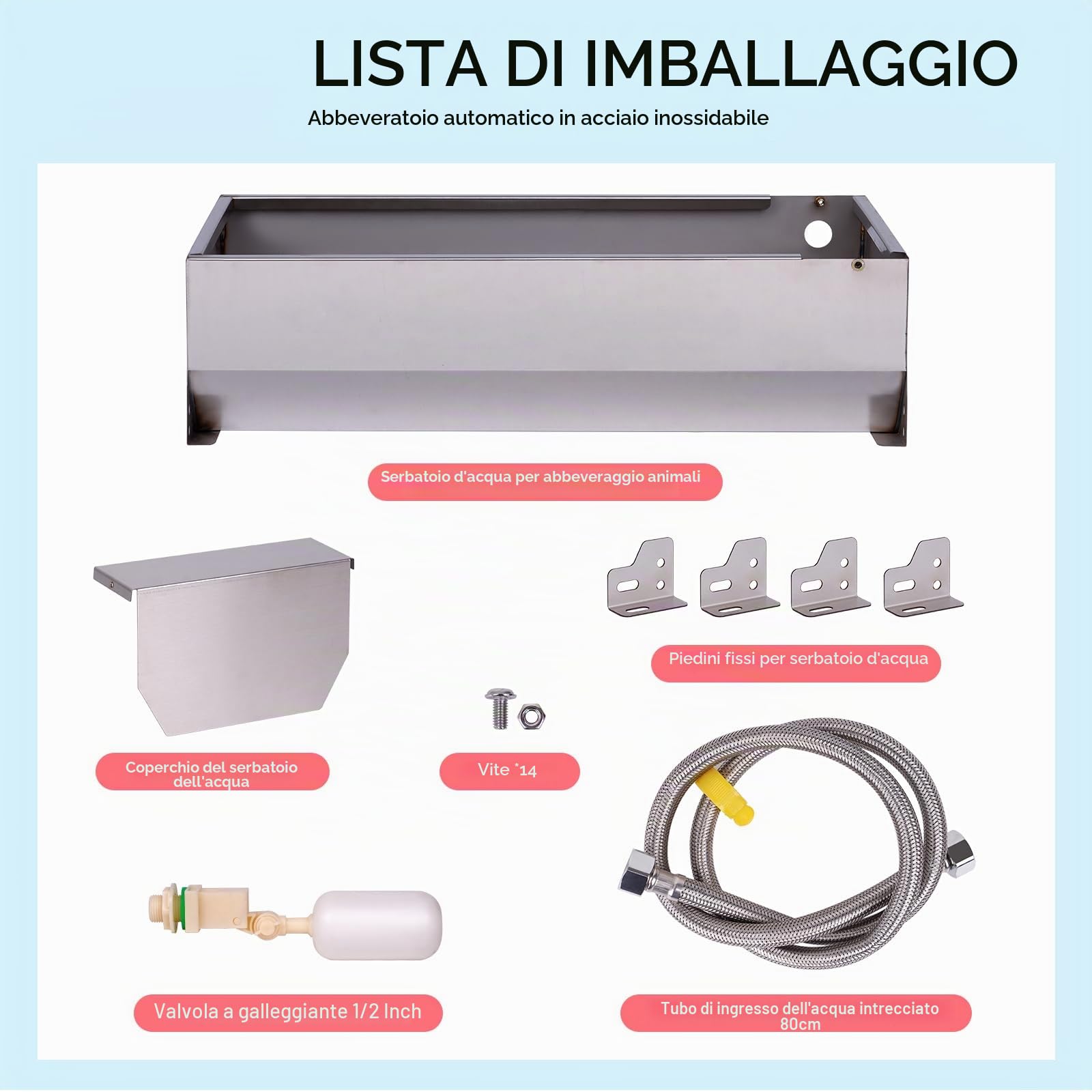Abbeveratoio Automatico per Cani, Serbatoio Dell'Acqua Potabile con Grande Capacità, Distributore Automatico di Acqua Potabile con Valvola a Galleggiante per Cavallo, Capra, Maiale, Cane, Pecora