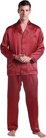 LilySilk Silk Pajamas for Men Long Sleeve Lounge Soft Comfortable Contrast Trim 100% Silk