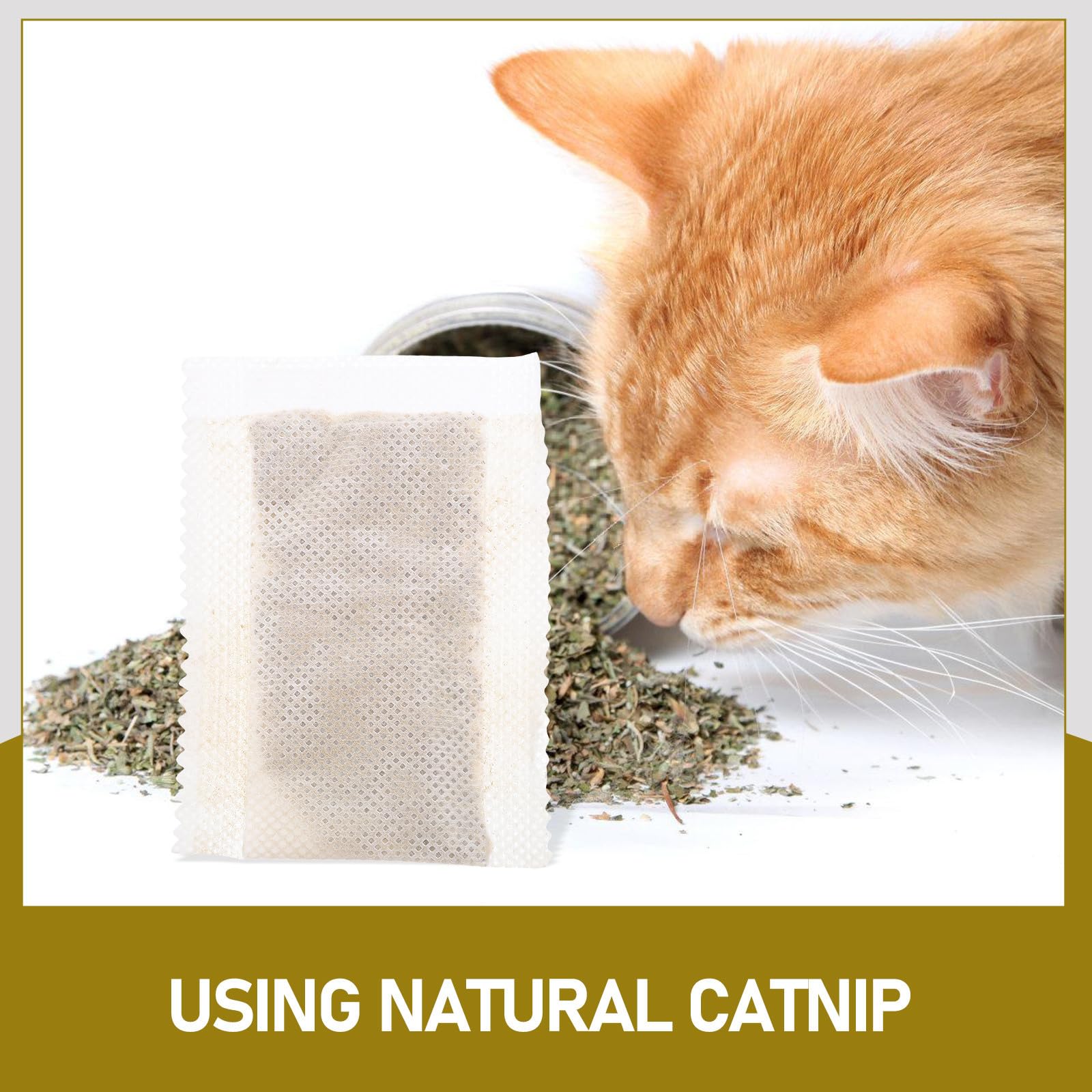 Bustine di tè al Catnip per Gatti Beige 10 2g Ciascuna, Ricarica Naturale per Giocattoli e Cuscini Tono Dell'umore dei Gatti