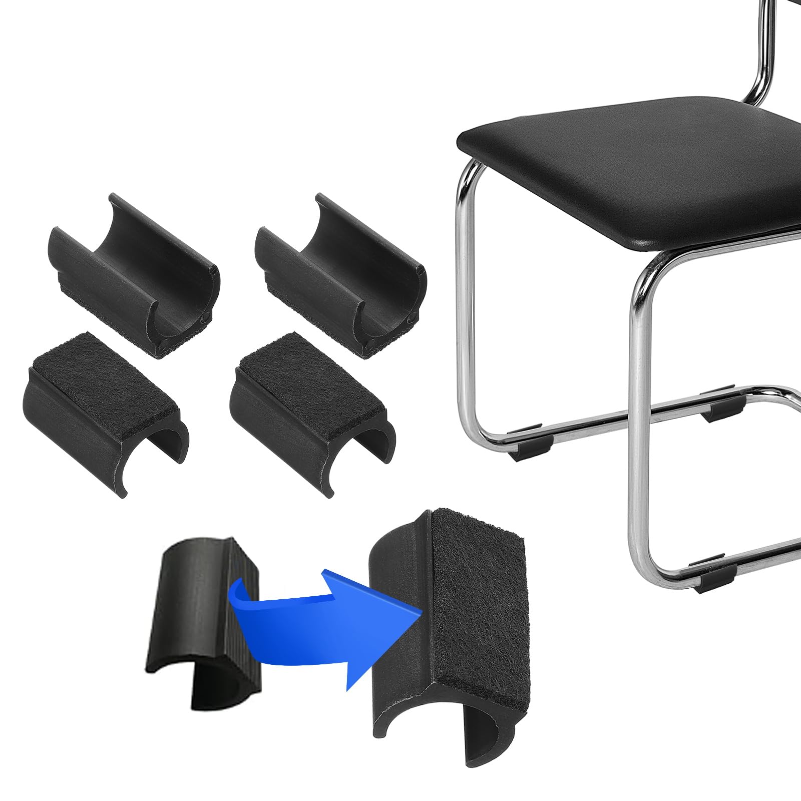 Patins en feutre pour pieds de chaise en U 22mm sol protégé