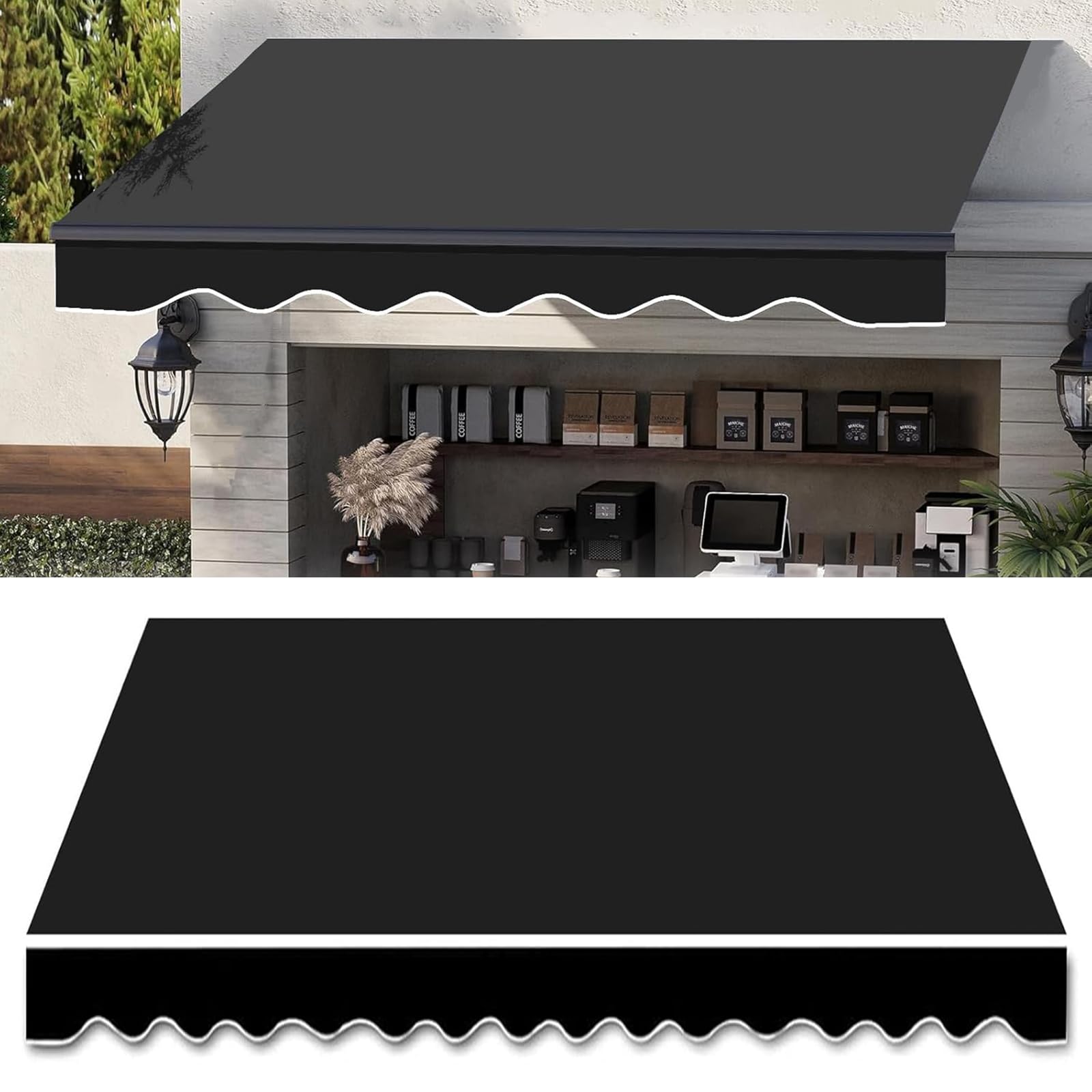 Tissu d'auvent de rechange 4x3m pour ombrager vos repas sur une terrasse extérieure