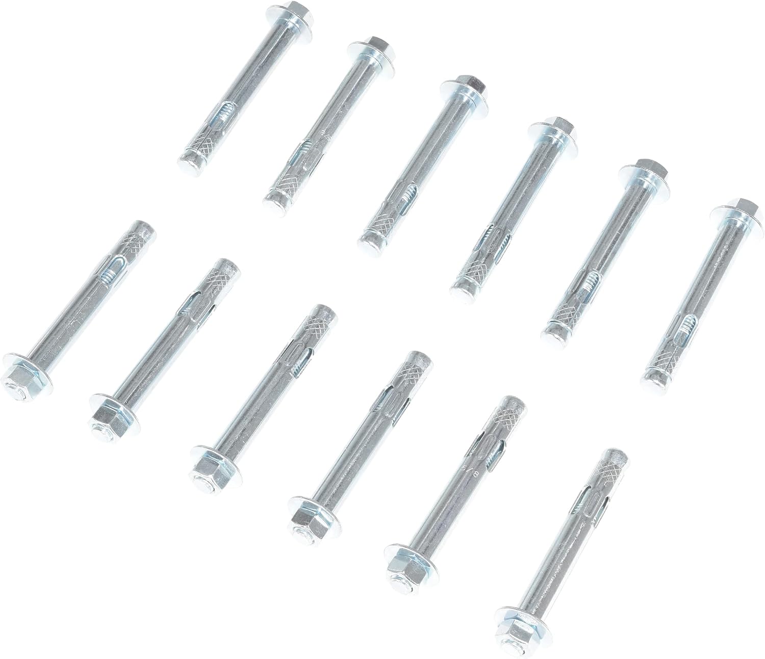 Vestil AS-584-12PK Steel Concrete Sleeve Anchor Bolts 12 Pack 3/8 in. x 4 in. Silver