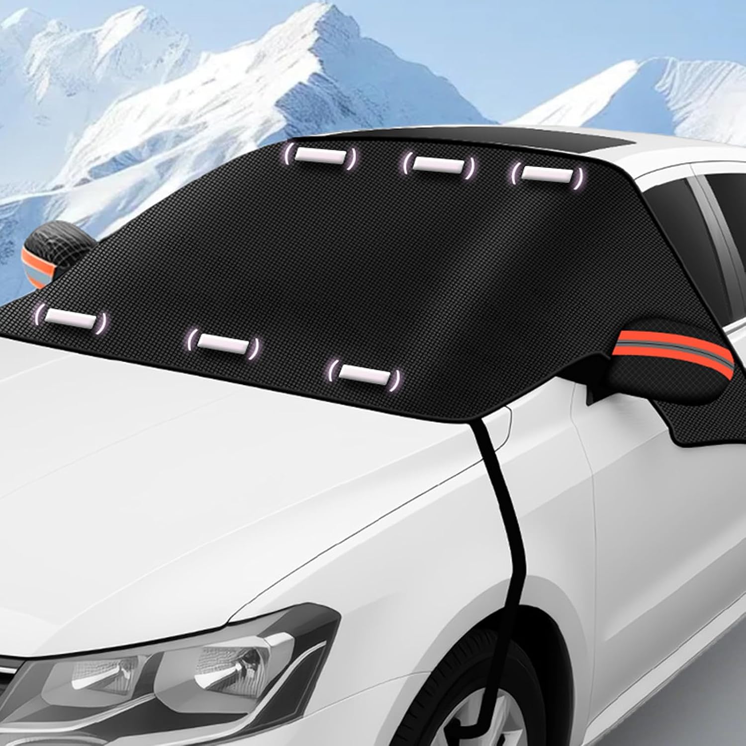 Magnetic Windshield Cover for Snow and Ice, Winter Frost Protector with Side Window & Mirror Covers,Universal Fit for Car, SUV, Truck, Van,Windproof Waterproof Frost Protection