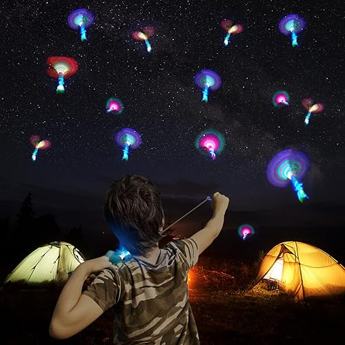 Miniatura 3 de Habelyi - 25 juegos de luces voladoras con honda elástica helicóptero cohete y flechas de luces para fiestas cumpleaños Día de Acción de Gracias