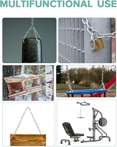 Miniatura 6 de Cadena de fitness, cadenas de levantamiento de pesas, cadena de extensión de máquina de cable, cadena de extensión de cable LAT de acero inoxidable