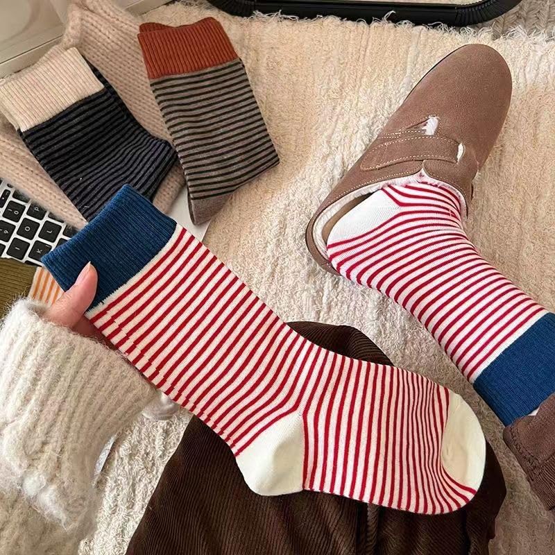Image of Kelabia 6 Pair Cute Cotton Socks Kawaii Bear Ankle Preppy Ruffle Socks for Women Japanese Fall Vintage Crew Socks
