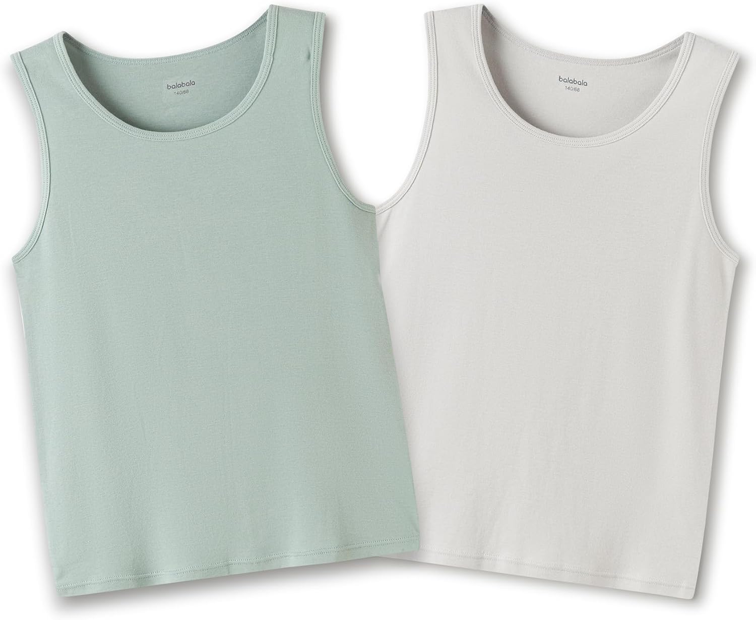 Balabala 2 Pack Girls Tank Tops Cotton Sleeveless Round Neck Ribbed Knit Crop Tops for Kids Casual Undershirts for Boys