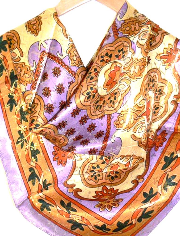 silksalon Large 100% Charmeuse Silk Scarf Shawl Wrap Gold Thread Purple A1355