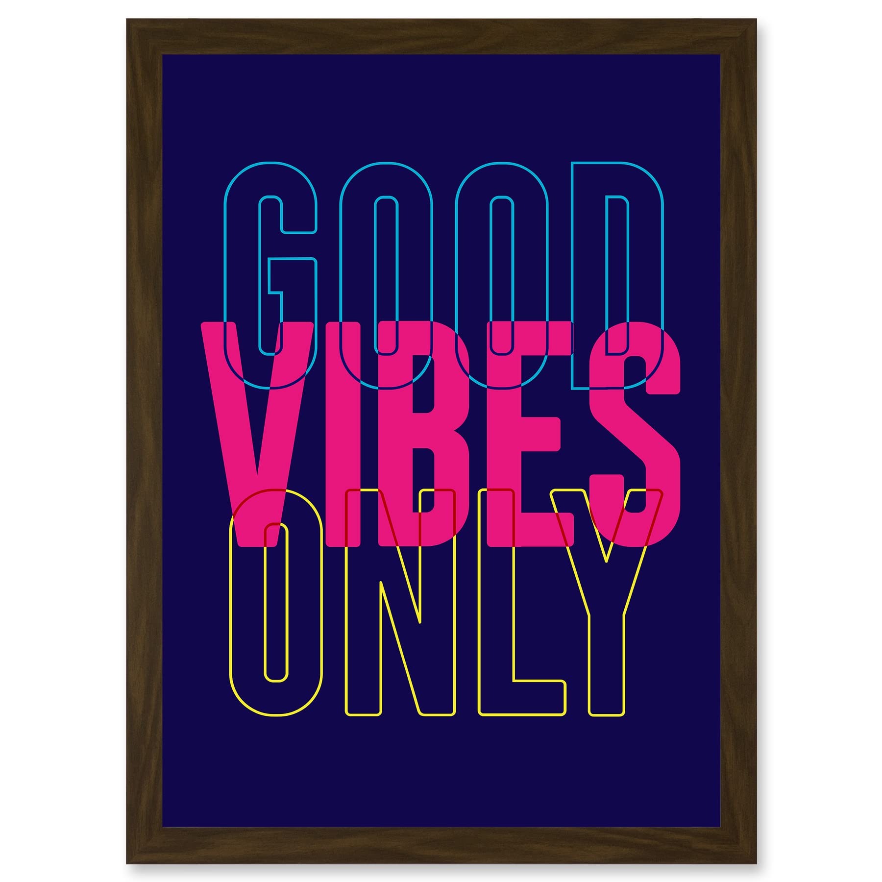 Artery8 Positivity Good Vibes Only Typography Framed Wall Art Print A4