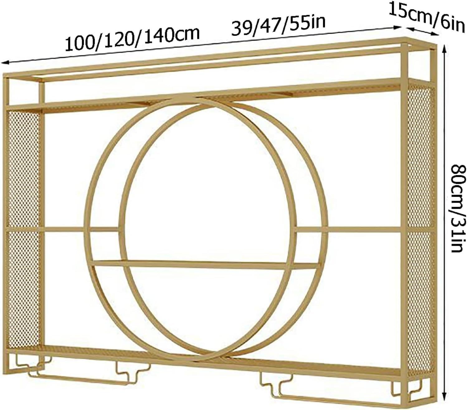 Modernes Metall Weinregal Wand, Bar-Einheit Schwebendes Regal, Weinregale Display Rack Aus Eisen, Bar Regale Wand mit Weinflaschenhalter und Glasregal für Home, Restaurant, Bars (Black,140x15x80cm)