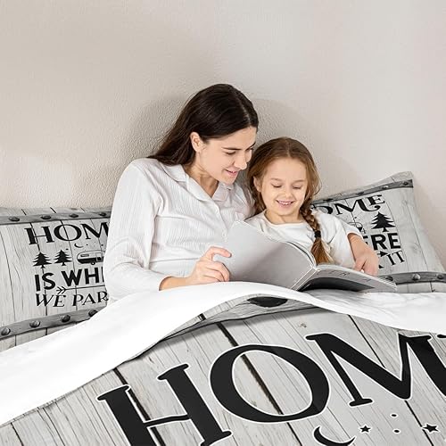 Miniatura 2 de Juego de edredón para caravana RV tamaño Queen, juego de ropa de cama decorativa para remolque de camping de viaje de 3 piezas para niños, niñas y