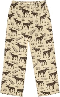 Fleece Pajama Pants Moose Pj Bottoms Warm Sleep Lounge Pants with Pockets, 6-14Y
