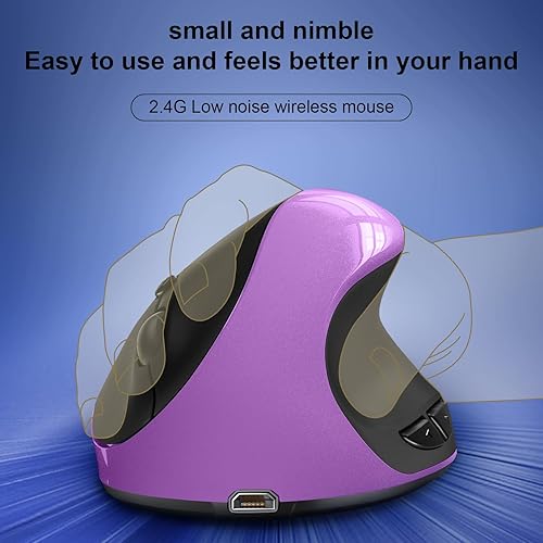 Miniatura 6 de Ratón ergonómico inalámbrico Ratón vertical Ratón pequeño para diestros con receptor USB, 2.4 GHz, 6 botones ajustables DPI 80012001600 para PC,