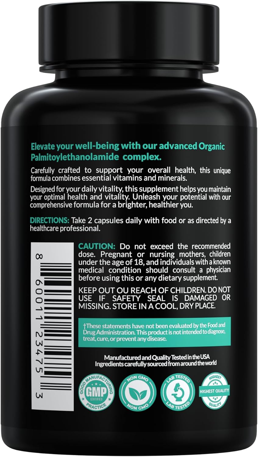 Palmitoylethanolamide Pea Micronized + Luteolin | Polydatin | Magnesium Glycinate | Pain Relief | Inflammation Reduction & Nervous System* | High Absorption – Non-GMO 90 Capsules - Image 3