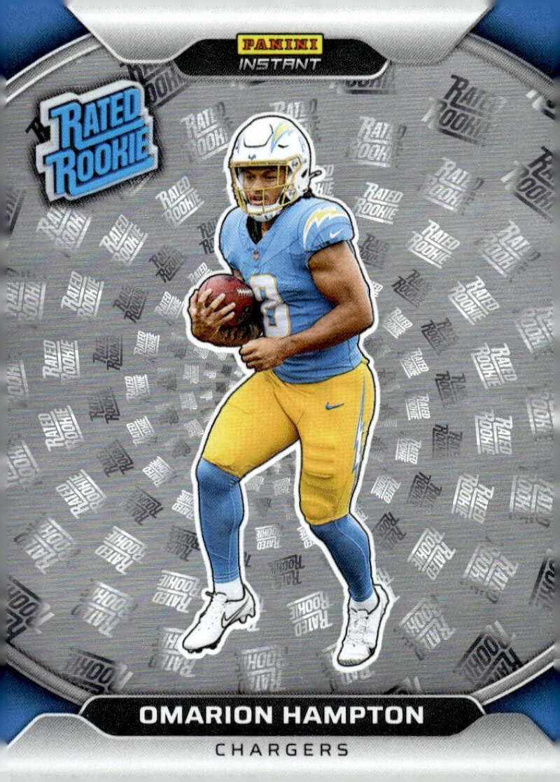 OMARION HAMPTON RC SP 2025 Panini Instant /99 HoloFlex Silver #23 ROOKIE Chargers NM-MT Football Short Print